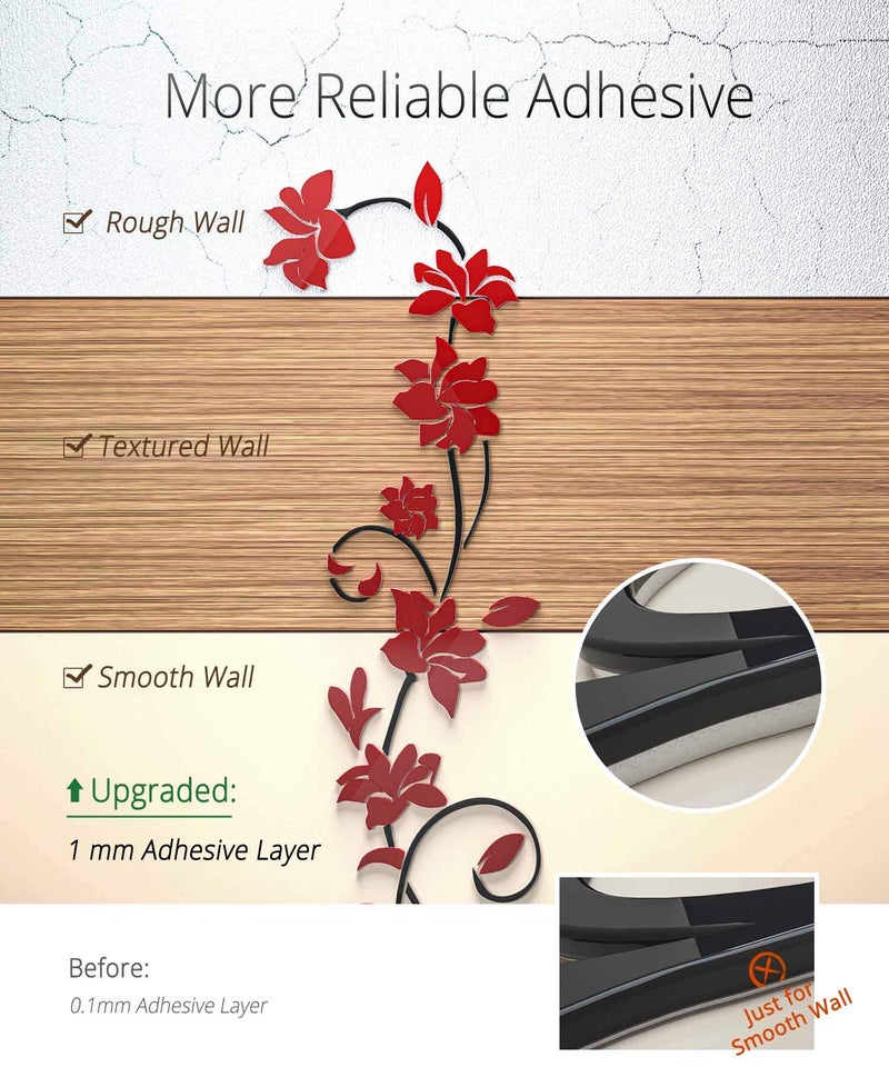 DecorSmart 3D Rattan Flower Wall Murals for Living Room Bedroom Sofa Backdrop TV Background, Originality Stickers Gift, Decor Decal (70(H) x 22(W) inches) - Image 3